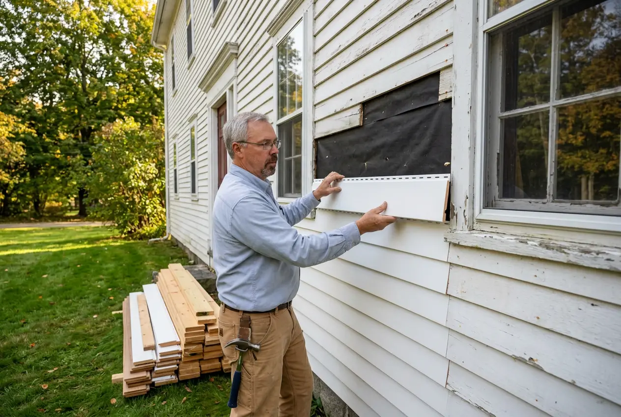 Fitting replacement clapboard siding