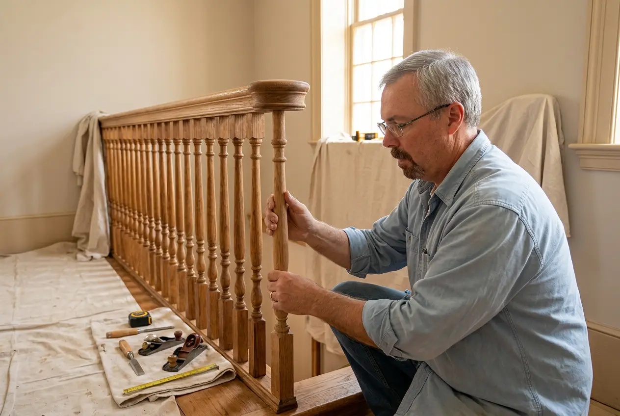 Fitting a repaired oak baluster